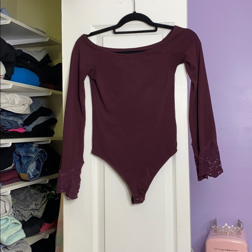 Lace Bell Sleeve Off The Shoulder Bodysuit